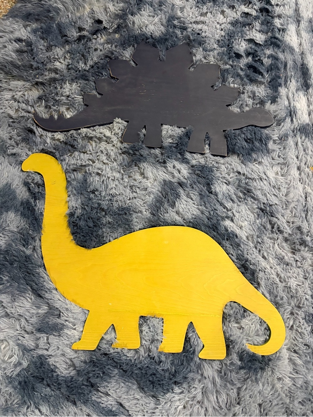 Yellow & Blue Wooden Dinosaur Wall Decor - Set of 2